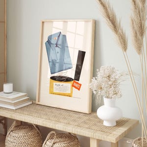 CLASSIC FASHION AD, Retro Mens Fashion Design Ad, Vintage Shirt Ad Retro Mid Century Design Poster Classic Advertisement Art image 2