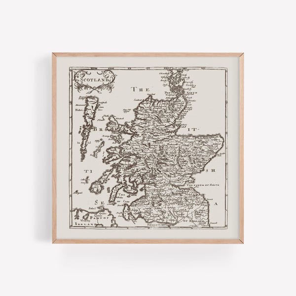 VINTAGE SCOTLAND MAP, Antique Scotland Map, Square Poster, Professional Reproduction