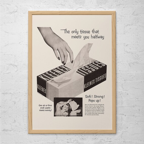 Tissue Ad VINTAGE TISSUES AD Retro B&W Ad Vintage Tissue Ad | Etsy