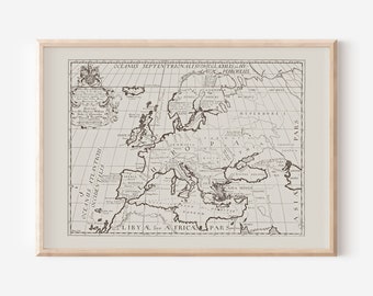 ANTIQUE EUROPE MAP, Vintage Map of Europe, Antique Home Decor, Antique Map Wall Art, European Home Decor, Home Study Wall Art, Library Decor