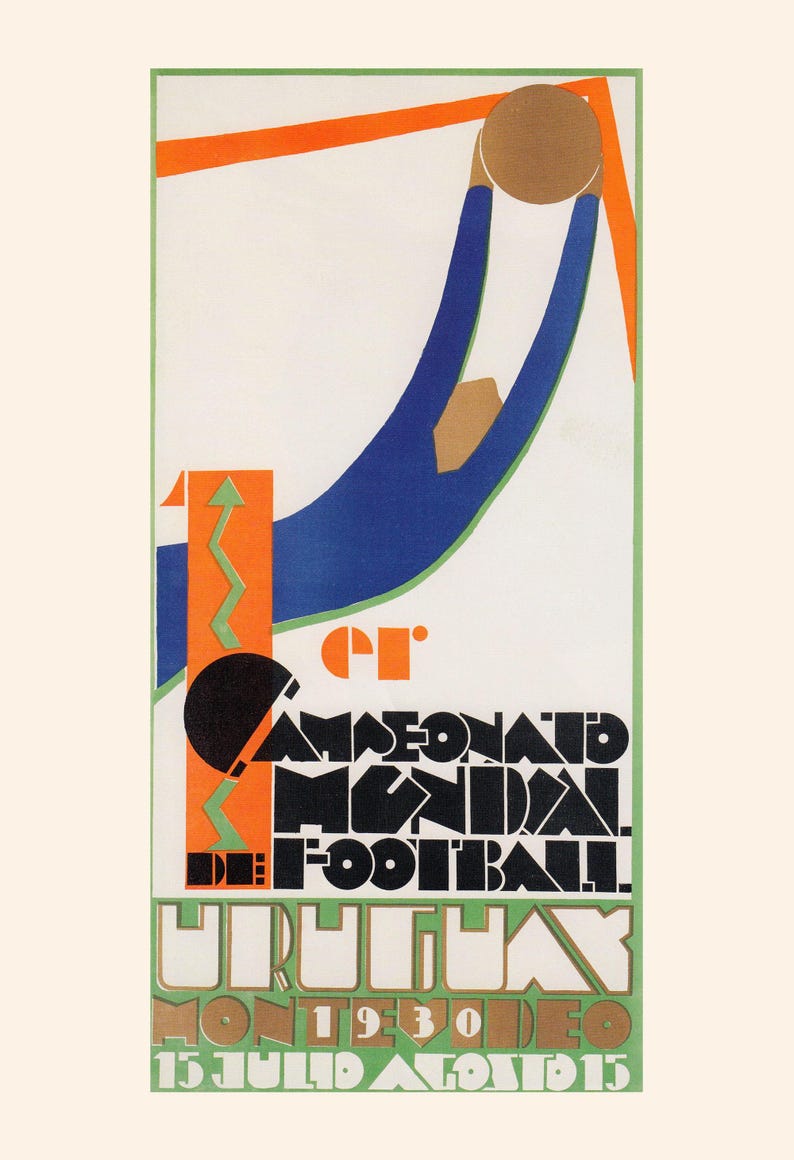 ERSTE WELTMEISTERSCHAFT Poster, 1930 Fußball Poster, Fußball Druck, Sport Fan Poster, Reproduktion, Uruguay, Guillermo Laborde, Torhüter Kunst Bild 7