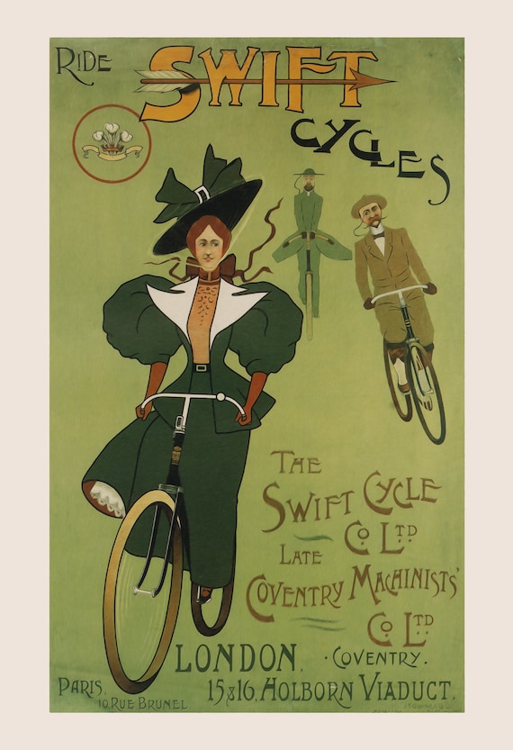 Crescent Bicycles Wall art. Vintage Cycle advertising Reproduction poster