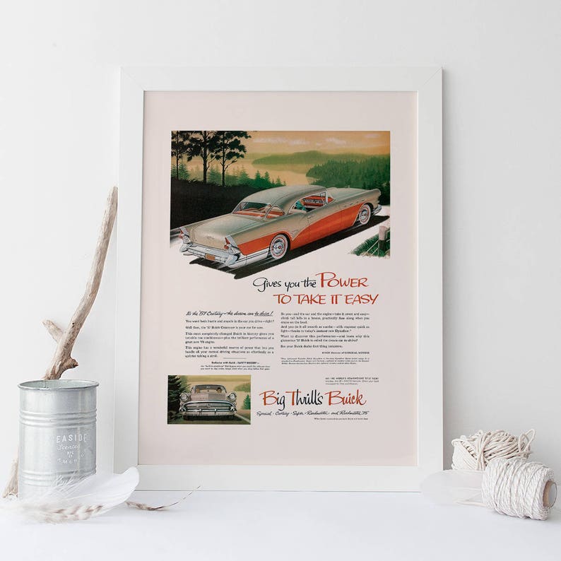 Vintage American Car Poster Vintage Poster Retro Wall Art VINTAGE 1957 POWERFUL CAR Ad High Quality Reproduction