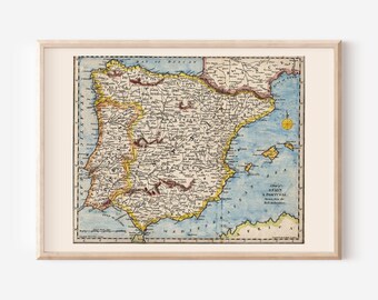 MAPPA di SPAGNA e PORTOGALLO, Stampa di mappe antiche, Riproduzione professionale, Arte murale di mappe d'epoca Riproduzione di mappe antiche Arte murale antica