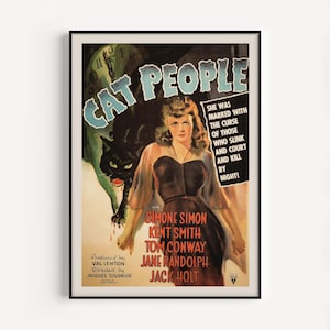 CLASSIC FILM POSTER, Cult Horror Movie Poster, Cat People Movie Poster, Classic Movie Poster, 1940s