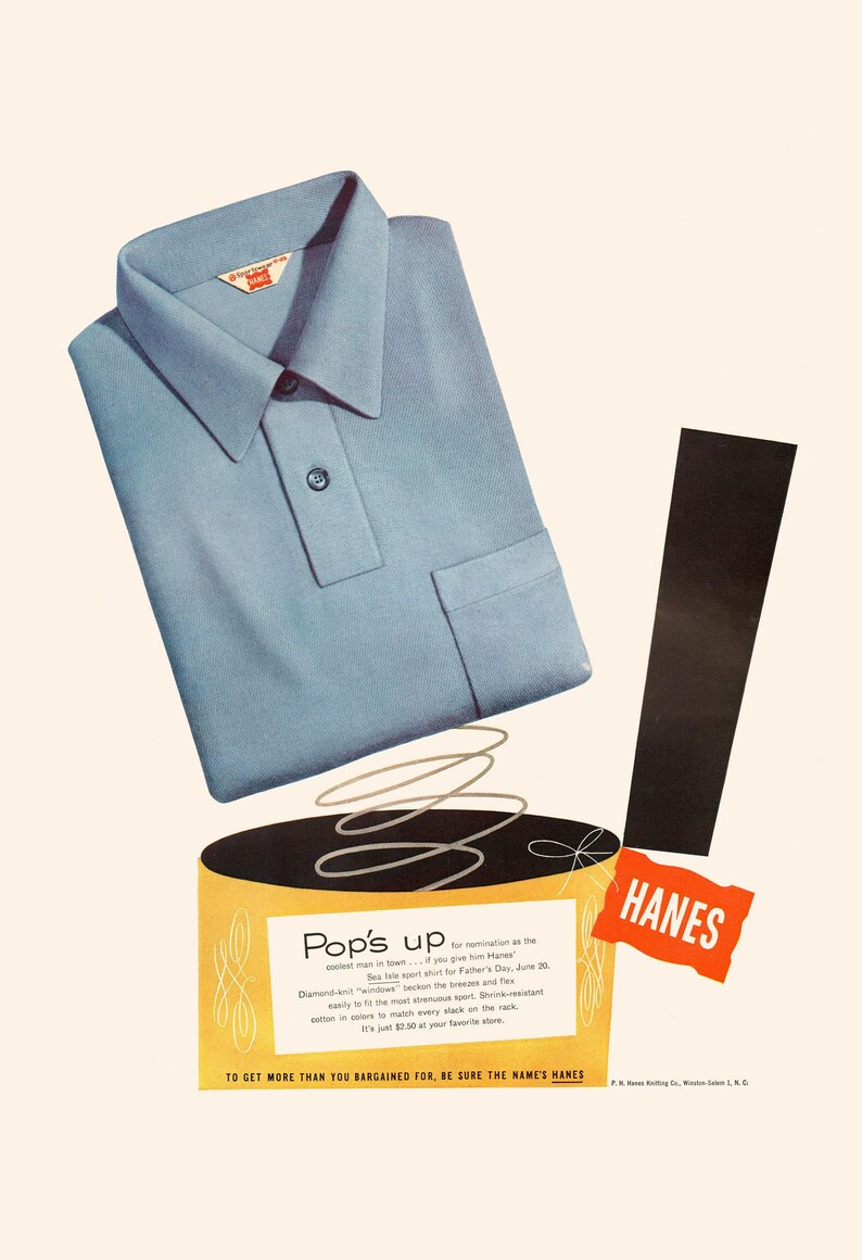 CLASSIC FASHION AD, Retro Mens Fashion Design Ad, Vintage Shirt Ad Retro Mid Century Design Poster Classic Advertisement Art image 7