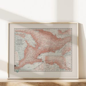 ONTARIO MAP PRINT, Vintage Map of Ontario Canada, Canada Map Print, Vintage Map, Vintage Wall Art image 3