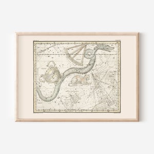 Impression de carte des étoiles HYDRA et FELIS, impression de signe du zodiaque, cadeau signe du zodiaque, art mural horoscope, signes d'astrologie, carte des étoiles du zodiaque
