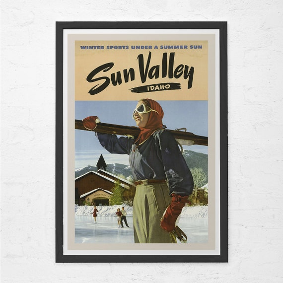 Sun Valley idaho vintage ski travel poster 16x24