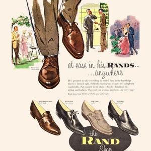 VINTAGE MEN'S SHOES Ad, Classic Mens Shoes Ad, Mid-Century Mens Fashion Poster Ad Poster Retro Leather Shoes Ad image 7