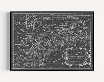 BLUEPRINT CANADA MAP, Old Map of Canada, Office Wall Art, Professional Reproduction