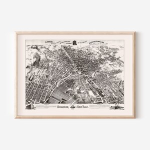 ANTIKE KARTE von SYRACUSE, Siracuse New York Karte, Antike Karte Druck, Historische Wandkunst, Wohnzimmer Dekor, Vogelperspektive Karte