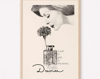 VINTAGE PERFUME AD, Retro Mid-Century Ad, Vintage Boudoir Poster 1950s Retro Ad Fashion Poster Retro Home Decor Poster
