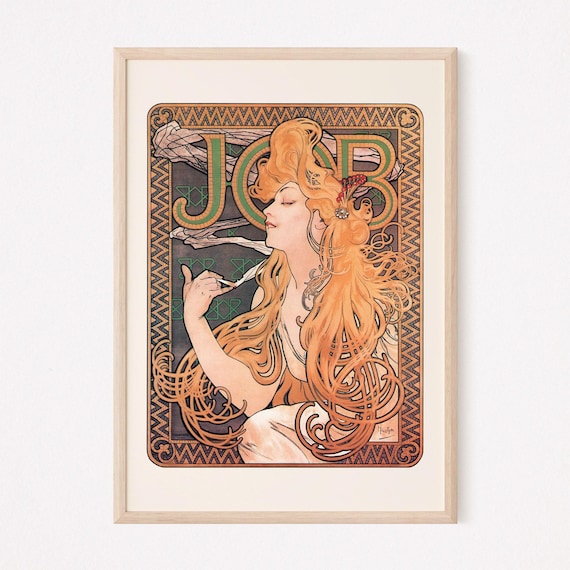 art nouveau cigarette ad Hadjetian Cigarettes Smoking Vintage Illustration Deco Vintage French Wall Art 1920 French Advertising Vintage Poster Prints Art Nouveau Decor Cool Wall Art Print Poster 24x36 MUCHA PRINT, JOB Cigarette Papers,