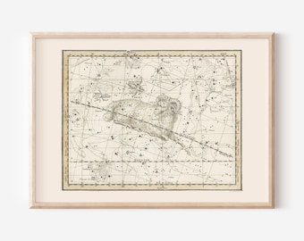 ARIES Star Map Print, Zodiac Sign Print, Professional Reproduction, Horoscope Wall Art Astrology signs Map Constellation Chart Zodiac Art