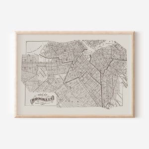 VINTAGE BROOKLYN Wall Art, NYC City Map, Brooklyn Poster, Vintage Brooklyn Art, New York City Map, New York Wall Art