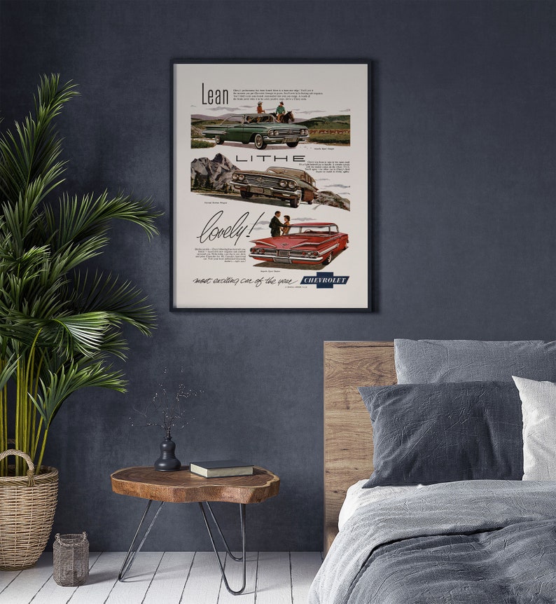 NOSTALGIC CAR POSTER, 1950s Automobile Print, Retro Mid-Century Advertisement, Garage Decor, Vintage Car Print image 4