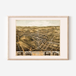 ONEIDA KARTE DRUCKEN, Antike Oneida N.Y. Karte, Antike Karte Drucken, Historische Kunst, Wohnzimmer Dekor, Vogelperspektive Karte