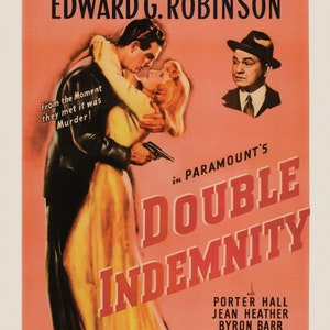 DOUBLE INDEMNITY Movie Poster, Barbara Stanwyck Movie Poster, Retro Film Noir Poster Classic Movie Poster Classic Film Noir Movie Poster image 7