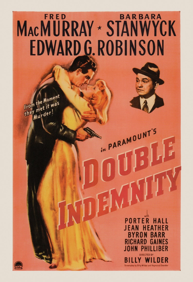 DOUBLE INDEMNITY Movie Poster, Barbara Stanwyck Movie Poster, Retro Film Noir Poster Classic Movie Poster Classic Film Noir Movie Poster image 7