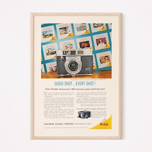 VINTAGE CAMERA-advertentie, retro cameraadvertentie, 35 mm-cameraposter midden van de eeuw poster cameraliefhebber kunstfotograafposter retro-advertentie