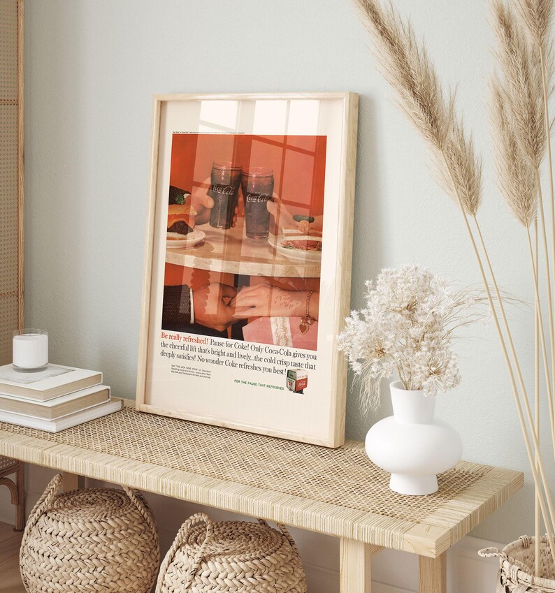 NOSTALGISCHE POP-advertentie frisdrank, cola-print jaren 1950, vintage dinerdecor, romantische poster, poster eerste date, retro advertentie uit het midden van de eeuw afbeelding 2