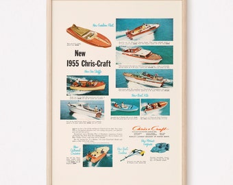 RETRO BOAT AD, Vintage Boating Poster, Motor Boat Ad, Retro Wall Art, Classic Boat Poster, Vintage Advertising, Ribba