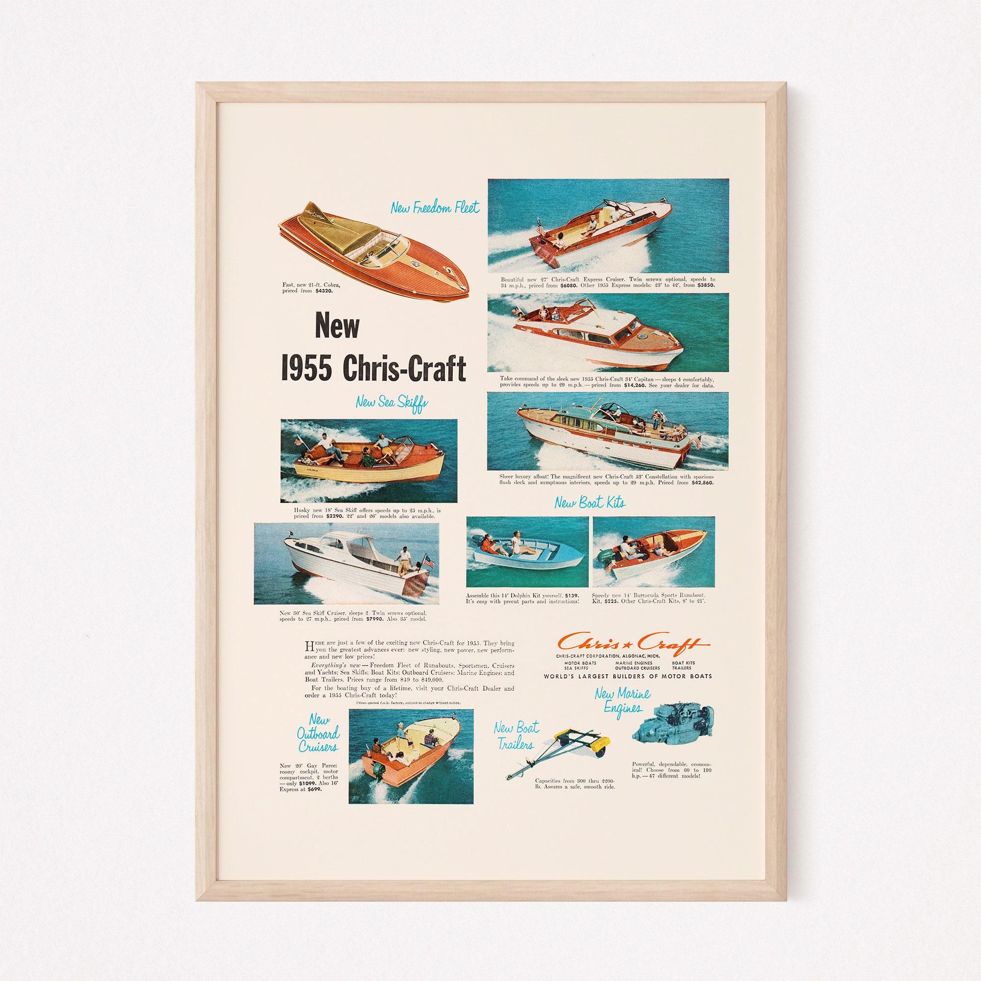 Vintage Chris Craft Algonac, Michigan Polycotton Towel Vintage Chris Craft Algonac, Michigan Polycotton Towel