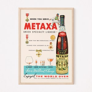 VINTAGE LIQUEUR AD, Retro Mid-Century Ad, Vintage Bar Poster 1950s Bar Decor Kitsch Retro Vintage