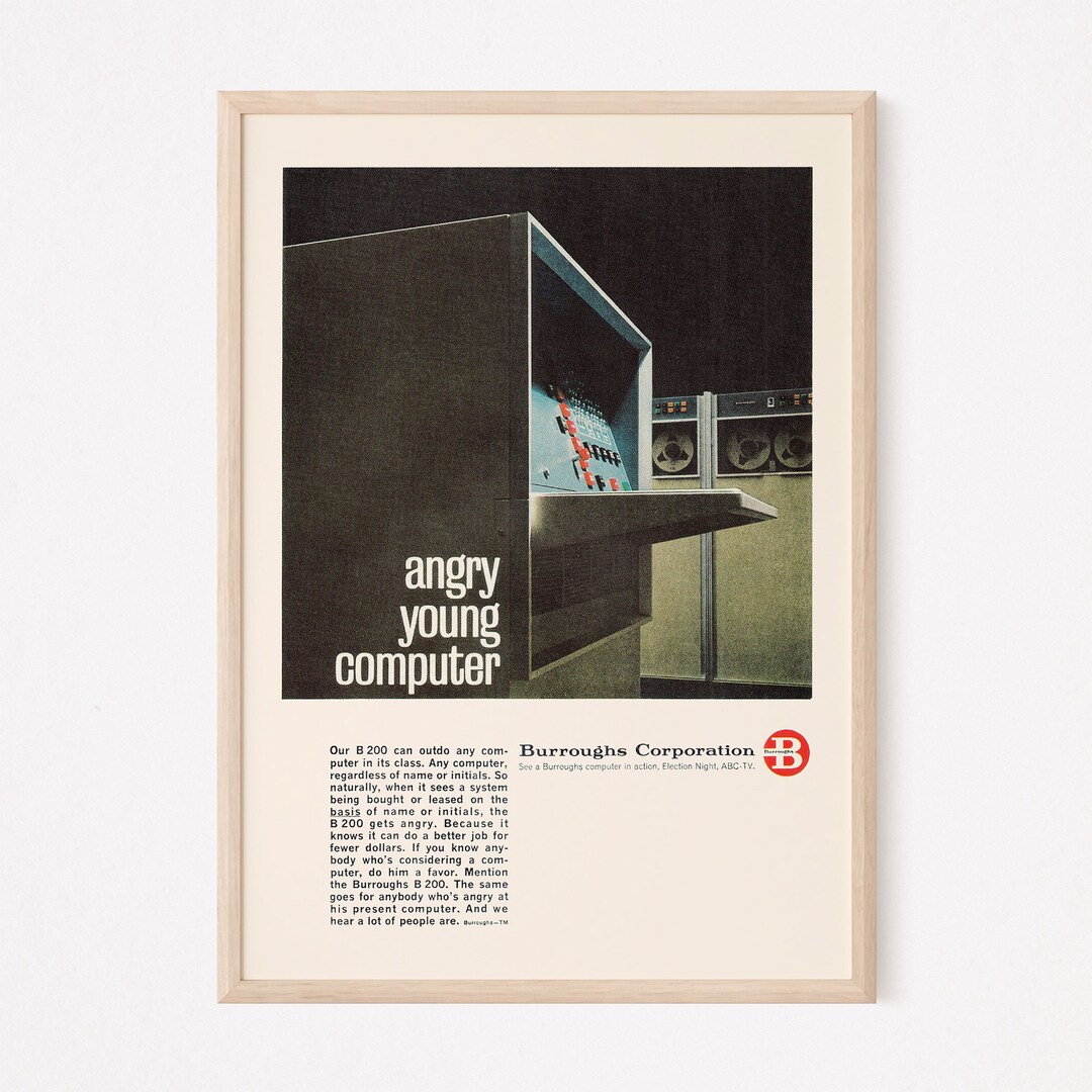 VINTAGE COMPUTER AD, Retro Computer Ad, Classic Office Ad Mid-century ...