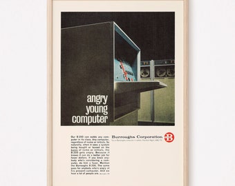 VINTAGE COMPUTER AD, Retro Computer Ad, Classic Office Ad Mid-Century Poster Computer Geek Gift High Tec Lover Ad Vintage Geekery Wall Art