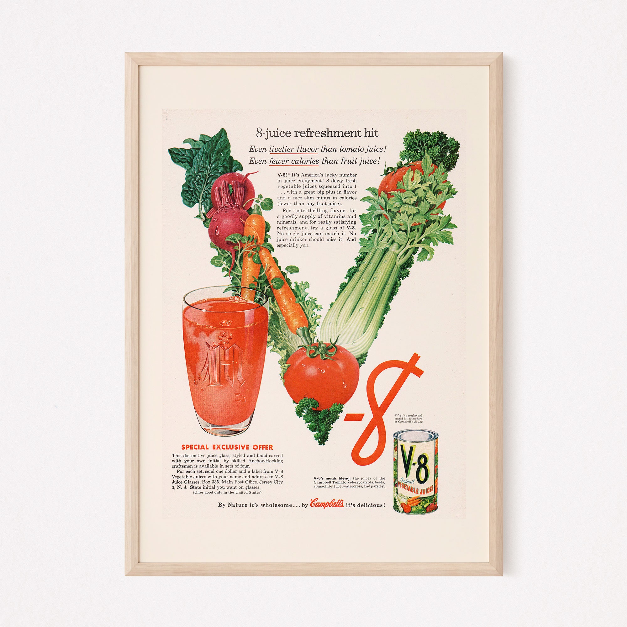 CLASSIC JUICE AD Retro Mid-century Ad Tomato Juice Poster 