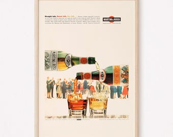 VINTAGE MARTINI AD, Retro Bar Ad,, Classic Drink Ad, Cocktail Party Art, Mid-Century Poster, Kitchen Art