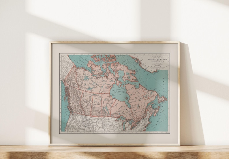 VINTAGE MAP of CANADA, Canada Vintage Map Wall Art, Vintage Map Reproduction, Canada Wall Art image 3