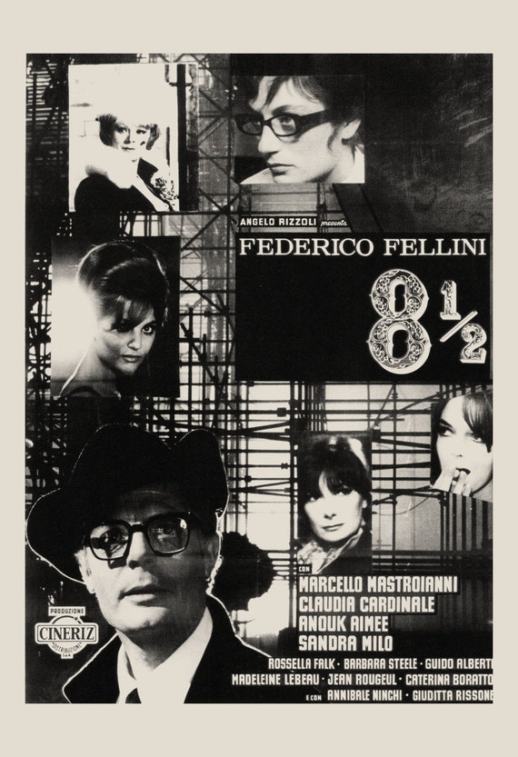 Vintage Film Poster Federico Fellini Movie Poster 8 1 2 Etsy