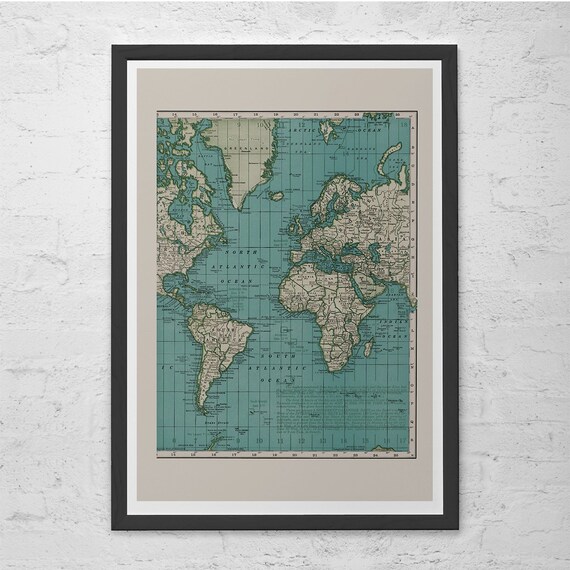 VINTAGE WORLD MAP Wanderlust Poster Antique Map Print | Etsy