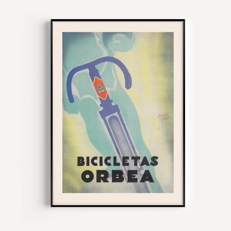 Italian Bicycle Poster Vintage Art Deco Poster Cycling Poster Bike Poster Giclee Print Bicycle Print Cycling Print Ikea Ribba image 1