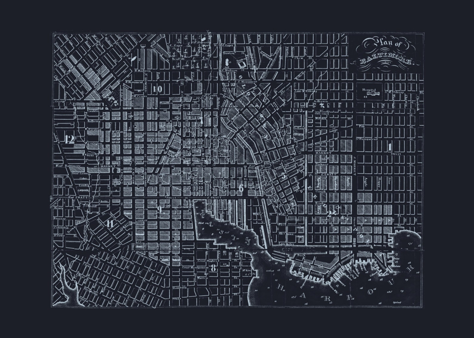 BLUEPRINT BALTIMORE MAP Old Map of Baltimore Blueprint Map - Etsy
