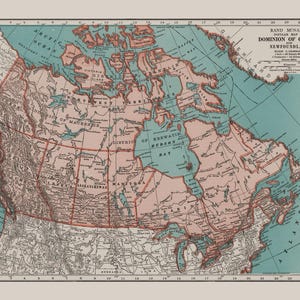 VINTAGE MAP of CANADA, Canada Vintage Map Wall Art, Vintage Map Reproduction, Canada Wall Art image 7