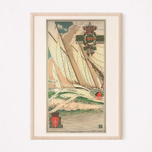 ITALY TRAVEL POSTER, Nautical Wall Art, Yacht Club Adriaco Trieste, 1923, Antique Italian Decor, Ship Poster, Boat Print, Exploration Art image 1
