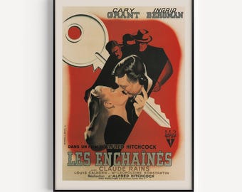 HITCHCOCK FILM POSTER, Alfred Hitchcock Filmplakat, Notorious Movie Poster, Classic Hitchcock Filmplakat, Klassiker unter den Filmplakaten