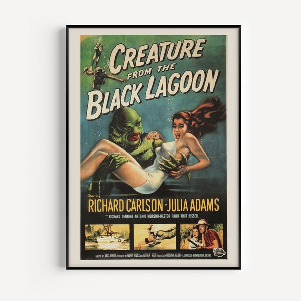 RETRO MOVIE POSTER, Creature from the Black Lagoon, Vintage B-Movie Poster, Cult Movie Poster, Classic Movie Art, Retro Sci-Fi Poster