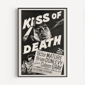 THE KISS of DEATH Movie Poster, Classic Movie Poster, Retro Movie Poster, Film Noir Movie Poster Classic Film Poster Retro Film Poster