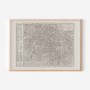 VINTAGE PARIS KARTE, Historische Karte von Paris Frankreich, Professionelle Reproduktion