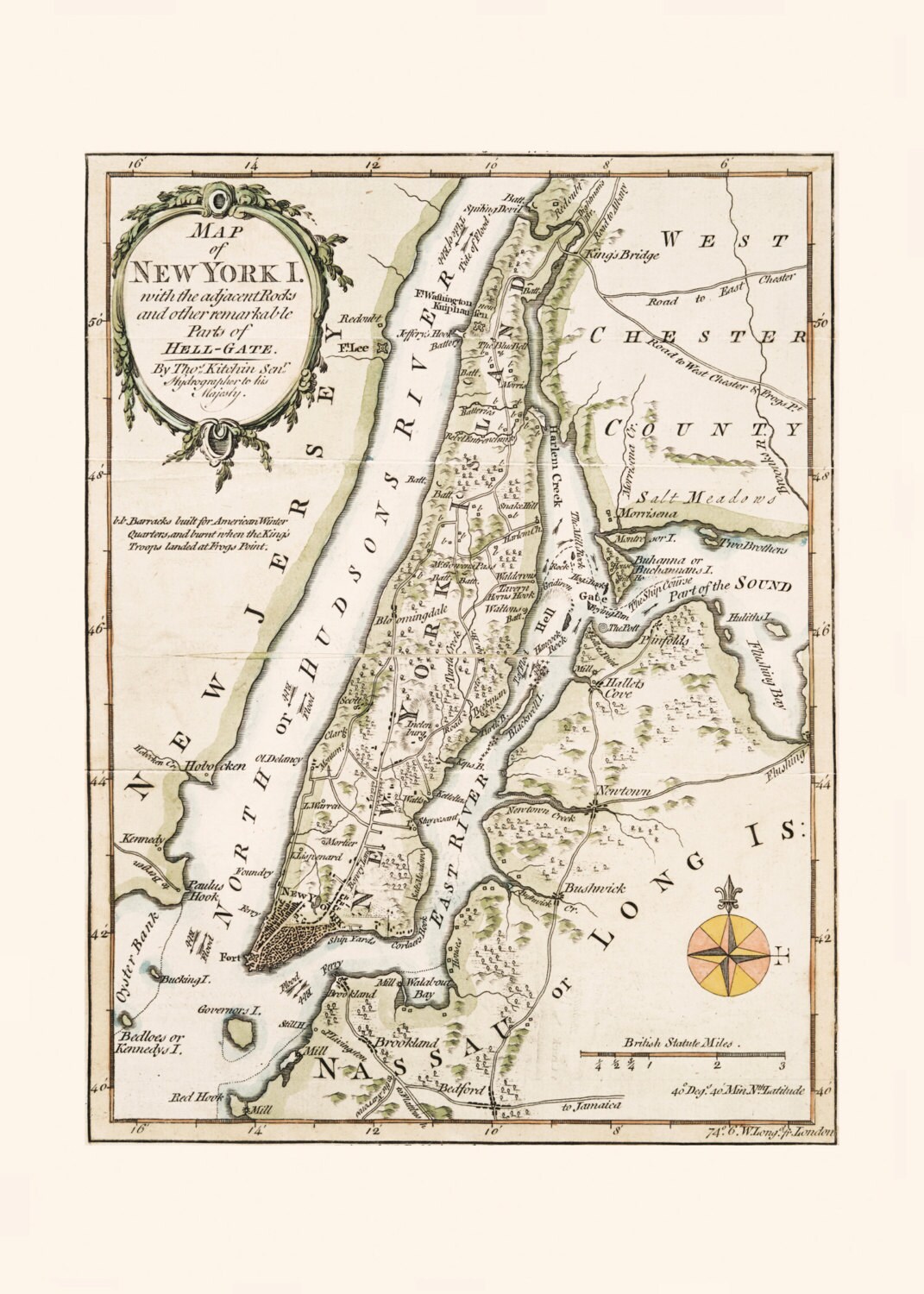 ANTIQUE NEW YORK Map Reproduction Retro Map of New York | Etsy