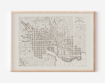 VINTAGE BALTIMORE MAP, Minimalist Map, Map of Baltimore, Retro Map Print, Antique Home Decor, Antique Map Wall Art