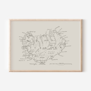 CARTE DE L'ISLANDE, qualité professionnelle, affiche de l'Islande, décoration de voyage, art mural de bureau historique