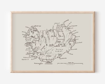 MAP OF ICELAND, Professional Quality, Iceland Poster, Travel Decor, Historical Office Wall Art