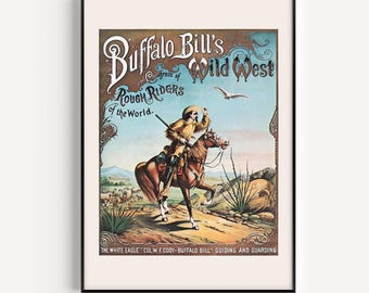 Pôster do Velho Oeste, A Águia Branca, Impressão de Buffalo Bill, 1893, Estilo Cowboy, Arte Western, Decoração para Cabana