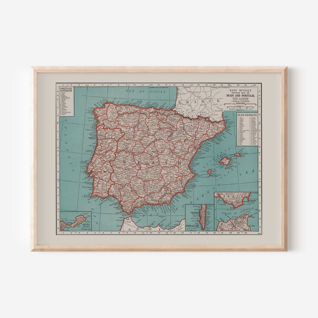 SPAIN MAP PRINT, Vintage Map of Spain, Antique Map Print, Historical ...